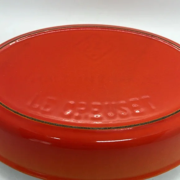 Le Creuset Au Gratin Pan Cast Iron Enamel Vintage #24 Flame Orange